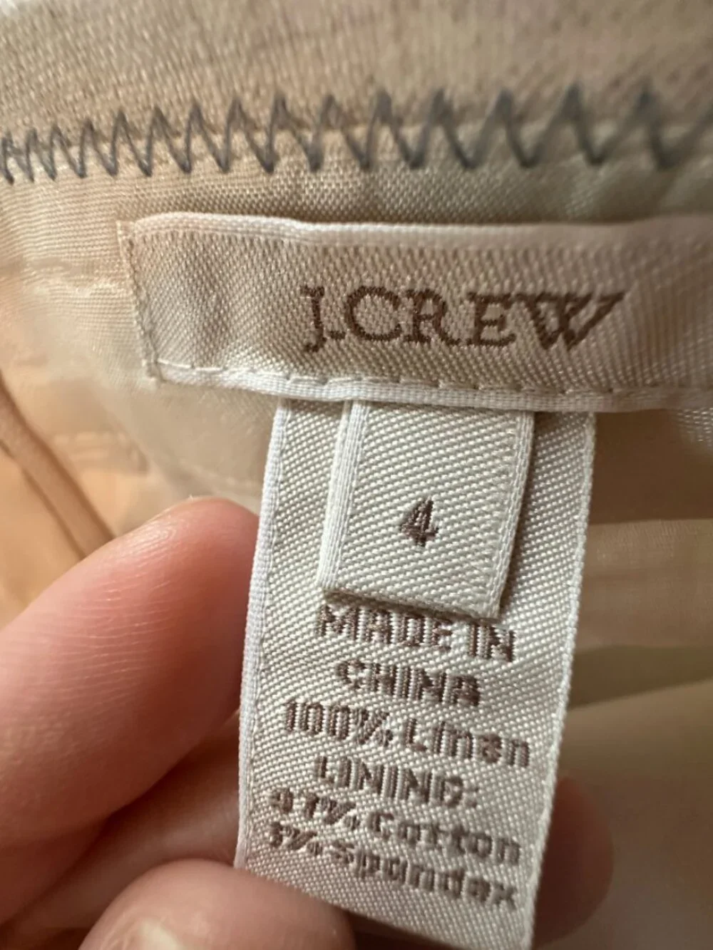 J Crew 100% Linen Beige Skirt, Size 4